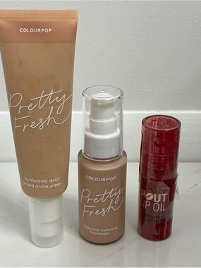 Colourpop cosmetics makeup lot tinted moisturizer foundation and lip oil